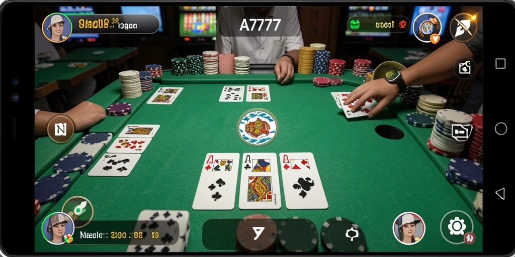 Tampilan gameplay seru dari A7777 saat bermain Gaple.