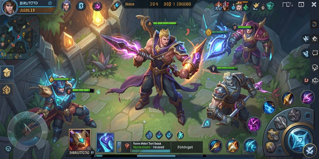 Tangkapan layar BIRUTOTO yang menampilkan aksi pertarungan di arena MOBA.