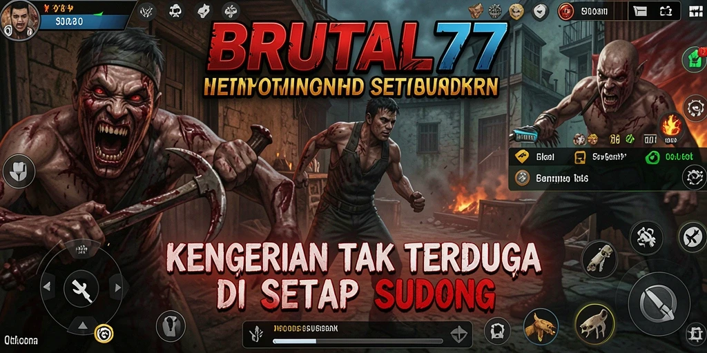 Screenshot menunjukkan suasana mencekam dari gameplay BRUTAL77.