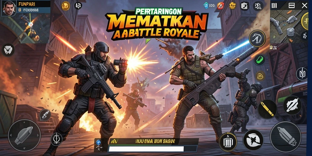 Screenshot utama <strong>FUNPARI</strong> menampilkan aksi pertempuran yang seru dan mendebarkan.