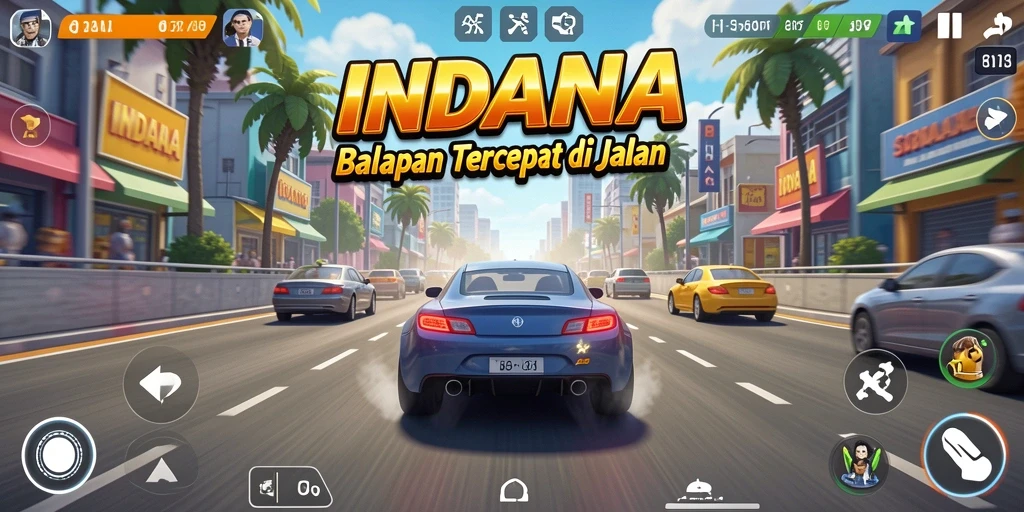 Gameplay balapan yang menegangkan dan seru dalam INDAAA.