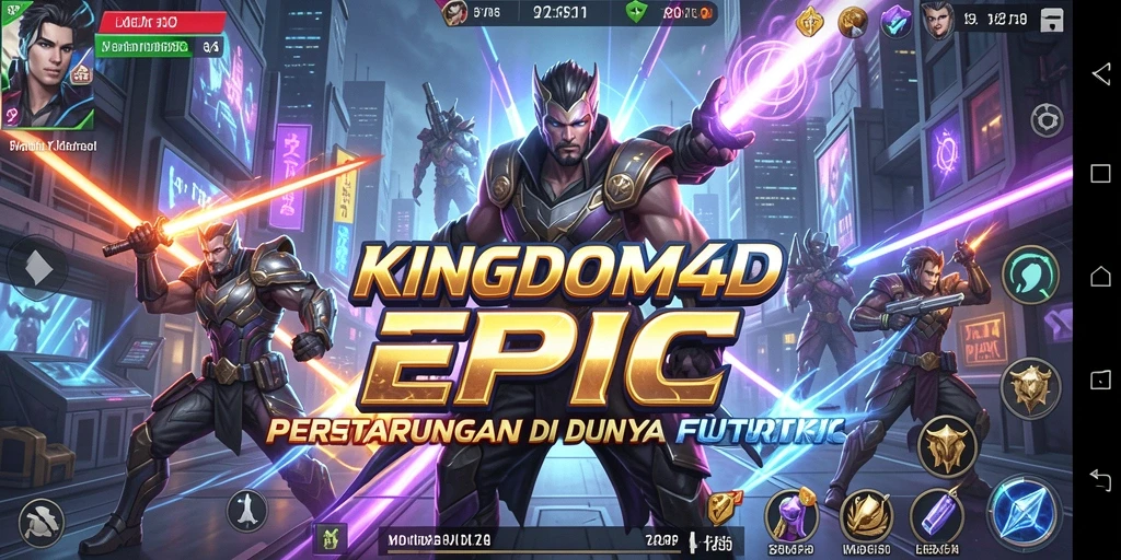 Tampilan permainan KINGDOM4D dengan pertarungan megah dan karakter unik.