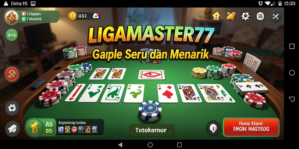 Tampilan gameplay seru dari game Gaple LIGAMASTER77.