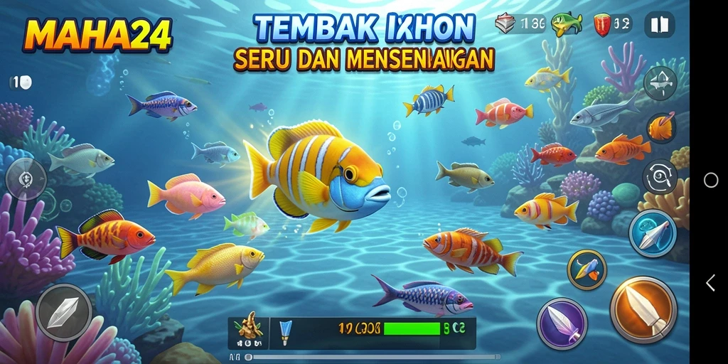Tampilan gameplay seru Tembak Ikan di MAHA24.