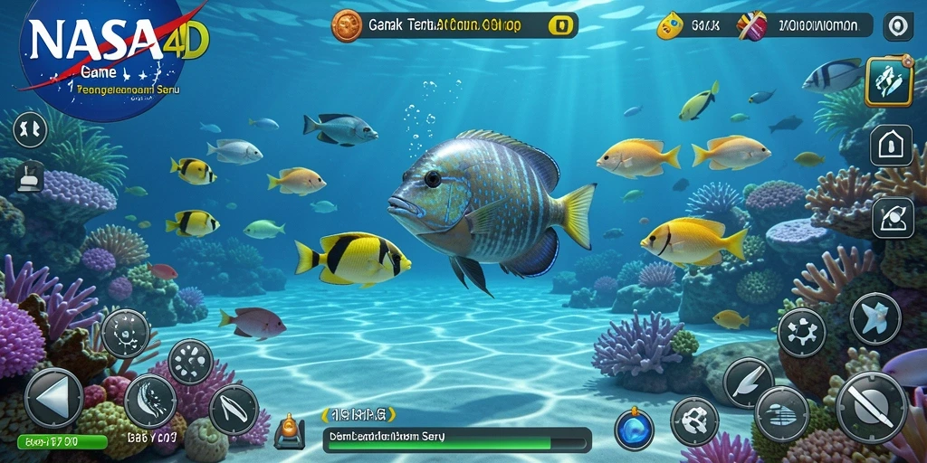 Tampilan gameplay seru dari NASA4D dengan berbagai ikan untuk ditembak.