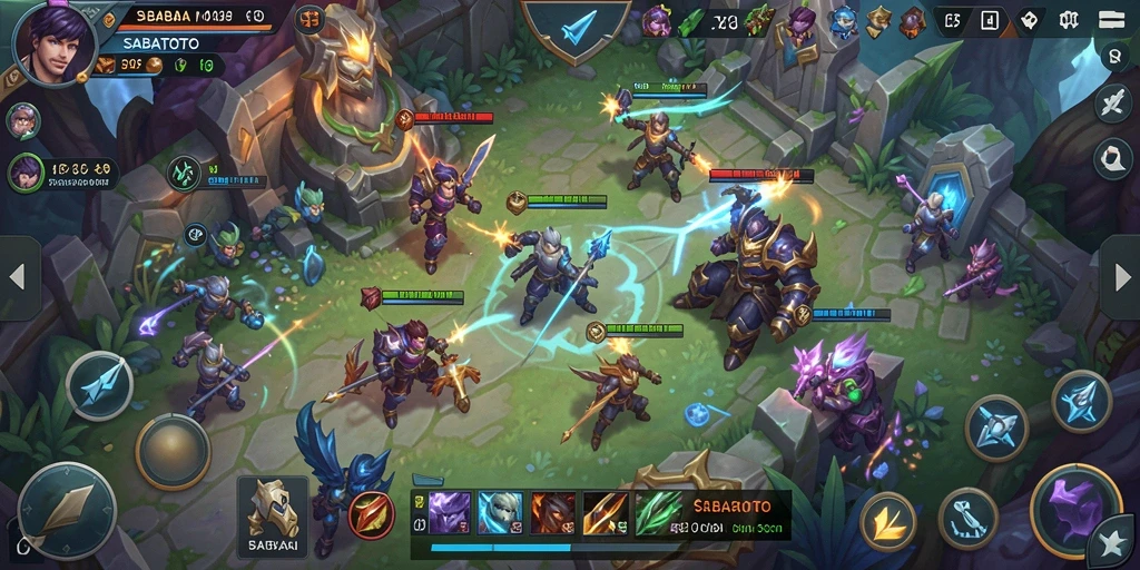 Screenshot gameplay SABATOTO menampilkan aksi seru dan strategi tim.