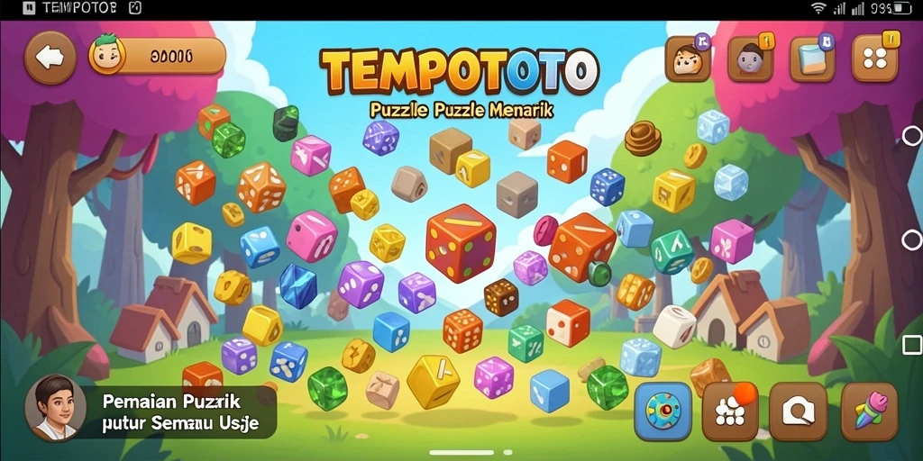 Gameplay TEMPOTOTO yang penuh tantangan dalam level puzzle.