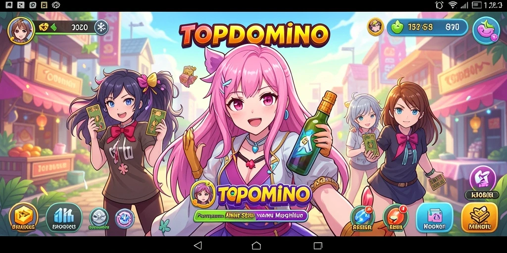 Screenshot menarik dari gameplay TOPDOMINO yang menunjukkan karakter-karakter anime.