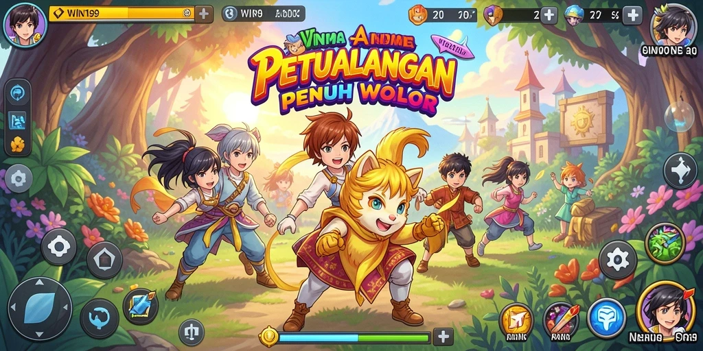 Tangkapan layar menampilkan petualangan seru dalam WIN199 dengan karakter anime.