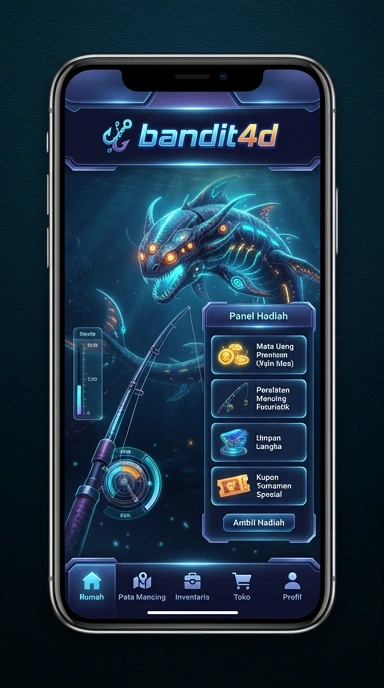 Tampilan antarmuka pengguna di aplikasi bandit4d.